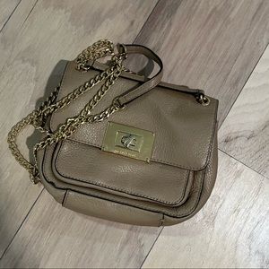 Taupe Michael kors purse with gold chain